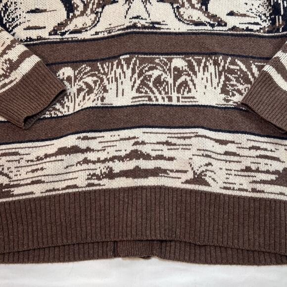 Flint and Tinder Duck Paradise Cardigan Size XXL Brown Jacquard Wool-Blend Shawl - Picture 13 of 14